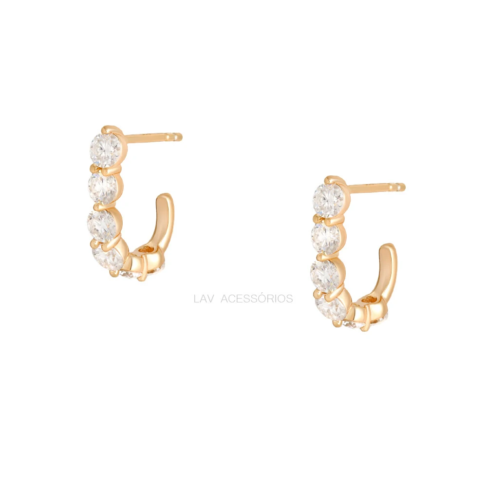 Foto Brinco Prata 925 Shine Hook Moissanite Ouro M