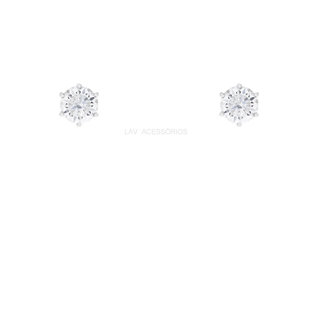 FotoBrinco Prata 925 Ponto 6 Garras Moissanite 6,5 mm