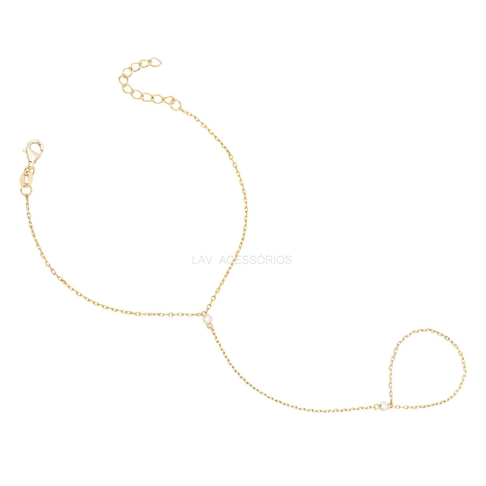 Foto Pulseira de Mão Prata 925 Slim Moissanites