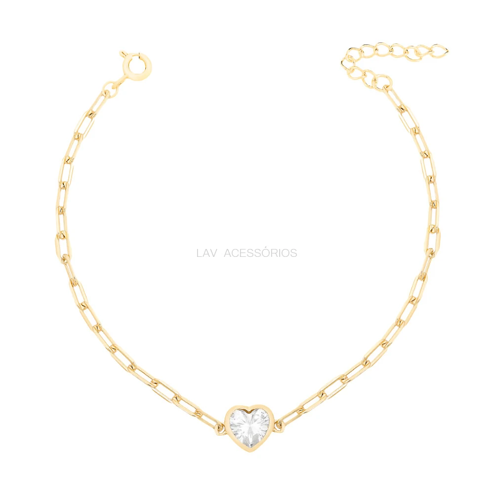 FotoPulseira Prata 925 Corrente Cartier Coração Inglesa