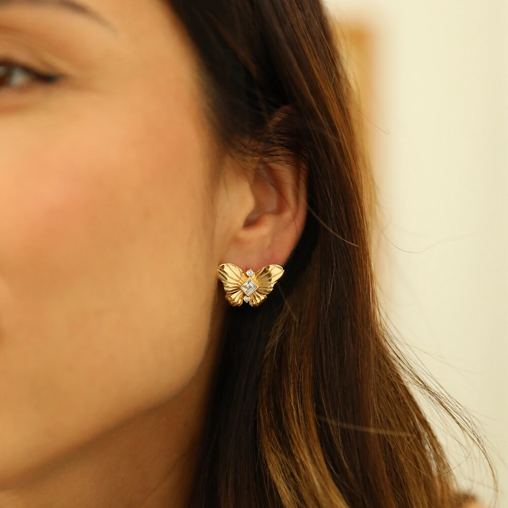 FotoBrinco Prata 925 Borboleta Detalhe Cristal