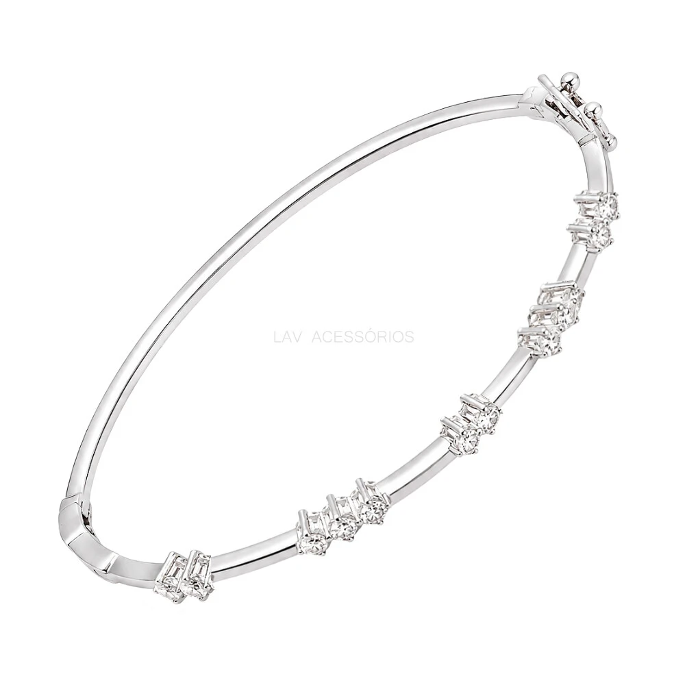FotoBracelete Prata 925 Pontos Espaçados Moissanite