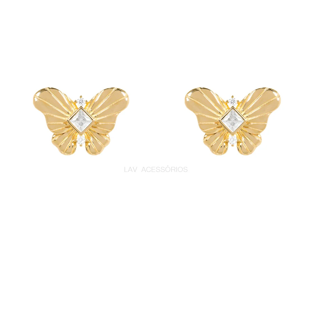 FotoBrinco Prata 925 Borboleta Detalhe Cristal