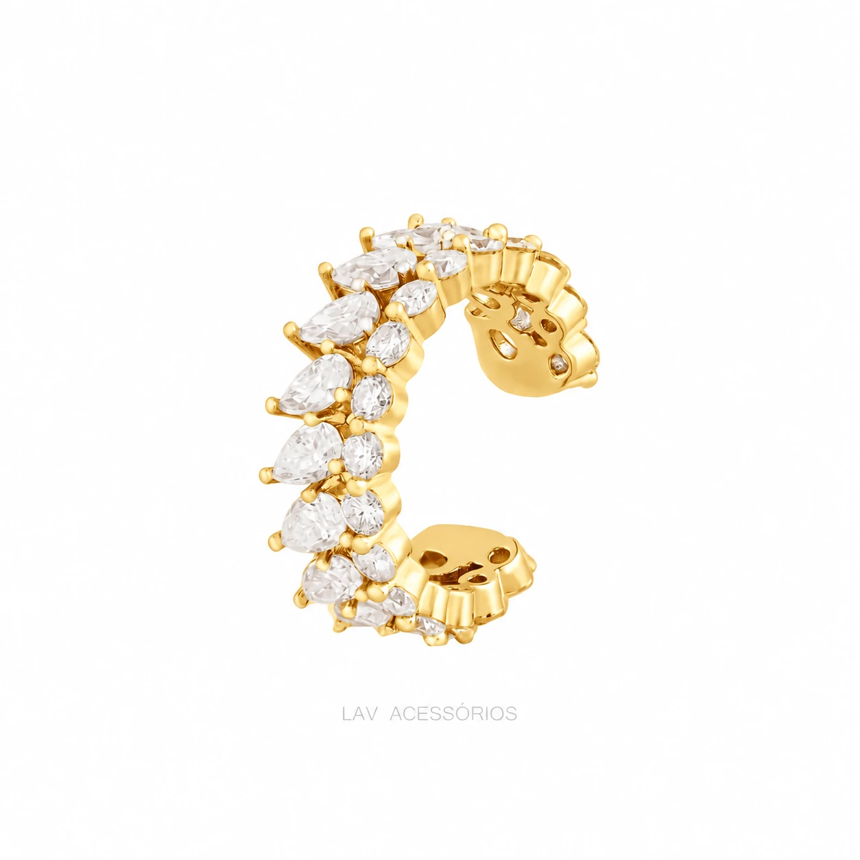 Foto Piercing Fake Prata 925 Gotinhas Moissanites Ouro