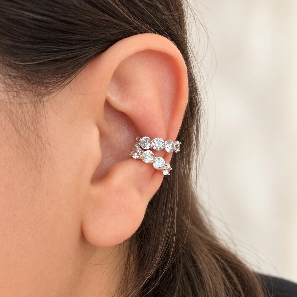 Foto Piercing Fake Prata 925 Cravejado 4 mm