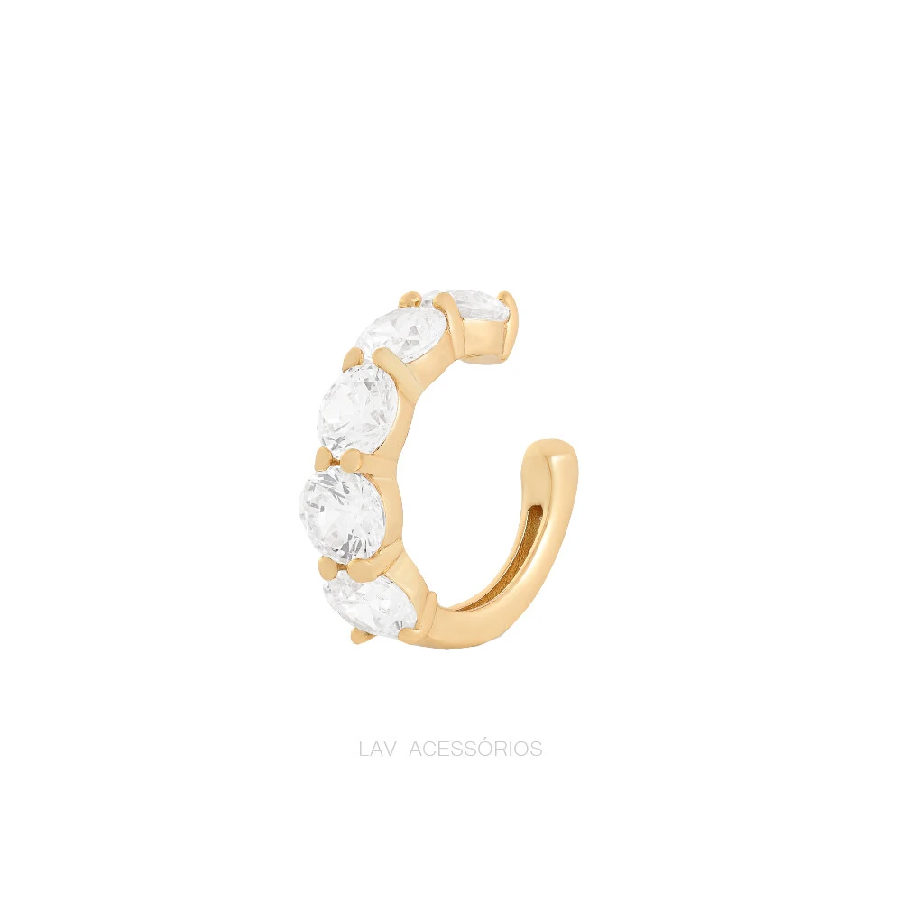 Foto Piercing Fake Prata 925 Cravejado 4 mm Ouro