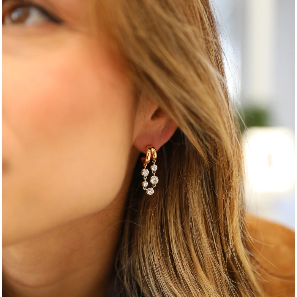 Foto Argolinha Prata 925 Dupla Pontos de Luz Tiff Moissanite