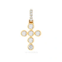 Pingente Prata 925 Crucifixo Bianca Cravação Inglesa Moissanite Ouro