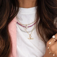 Colar Riviera 3 mm 4 Garras Safira Pink - 42 cm