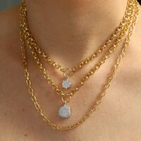 Colar Corrente Elos Pin Stone Cravejado