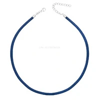 Colar Prata 925 Fio de Seda Azul Escuro