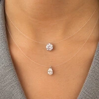 Colar Prata 925 Invisible Gota Moissanite