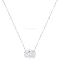 Colar Prata 925 Tiff Solitário Moissanite 8x12 mm