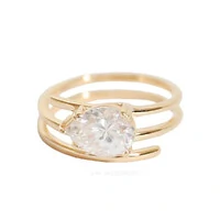 Anel Prata 925 Voltas Gota Central Pear Moissanite Ouro