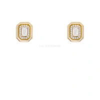 Argolinha Prata 925 Retangular Cravejado Shine Ouro