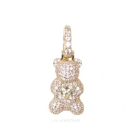 Pingente Prata 925 Teddy Cravejado Ouro - Yellow Fancy
