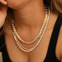 Colar Luxo Gabi Prata 925 Escamas Ouro e Rodio