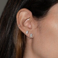 Brinco Prata 925 Soltário Oval Moissanite 4x6 mm