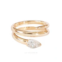 Anel Prata 925 Voltas Gotinha Moissanite Ouro