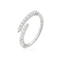 Anel Prata 925 Entreaberto Meia Cravação Slim