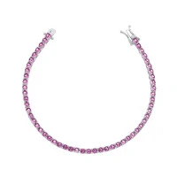 Pulseira Riviera 4 garras 3mm Safira Pink