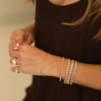 Pulseira Prata 925 Riviera Baguetes Cravação Inglesa Ouro