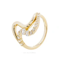 Anel Prata 925 Wave Duplo Ouro