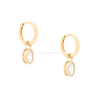 Argolinha Prata 925 Pin Oval Inglesa Cristal Ouro