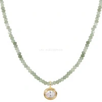 Colar Jade Naturais Verde Pingente Oval Cristal Ouro