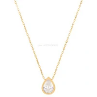 Colar Prata 925 Gota Grande Cravação Inglesa Ouro