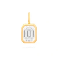 Pingente Prata 925 Baguete 8x6 Moissanite Ouro