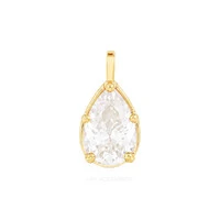 Pingente Prata 925 Gotinha 9x5 Moissanite Ouro