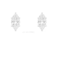 Brinco Prata 925 Solitário Navete Cristal 14 mm x 7 mm