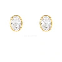 Brinco Prata 925 Solitário Oval Moissanite 8x10 Ouro