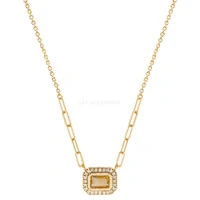 Colar Prata 925 Retangular Glam Citrino Natural Ouro