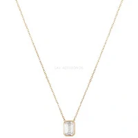 Colar Prata 925 Baguete Cravação Inglesa Ouro