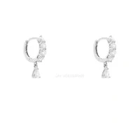 Argolinha Prata 925 Moissanite Cravejada 3 mm Pin Gotinha