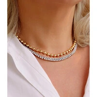 Colar Prata 925 Bolinhas Ouro