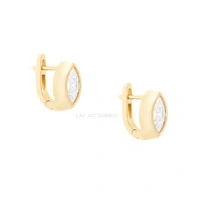 Argola Click Prata 925 Cravação Inglesa Navete Moissanite