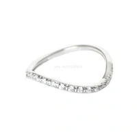 Anel Wave Slim Cravejado Rodio