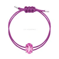 Pulseira Regulável Color Pedra Oval Pink Topázio