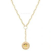 Colar Prata 925 Pendente Medalha Yellow Fancy Ouro