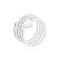 Anel Prata 925 Espiral Cravejado Detalhe Coração