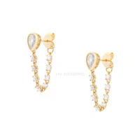 Brinco Prata 925 Gota Inglesa Tiff Moissanite Ouro