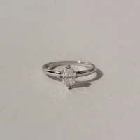 Anel Prata 925 Solitário Oval Moissanite 5 mm