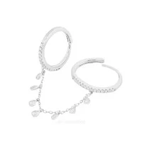 Anel Prata 925 Duplo Corrente Gotinhas Moissanites