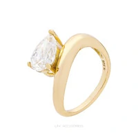 Anel Prata 925 Wave Gota Moissanite Ouro