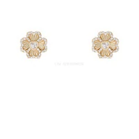 Argolinha Prata 925 Trevo Plisse Cravejado Ouro