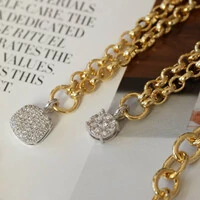 Colar Corrente Elos Pin Stone Cravejado