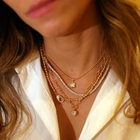 Colar Prata 925 Bolinhas Delicado Pingente Quadrado Cristal Ouro